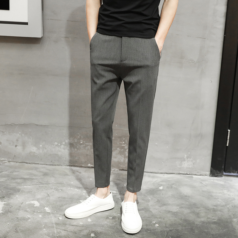 秋冬季裤子男韩版潮流九分裤男士休闲裤修身小脚长裤男西裤加绒裤