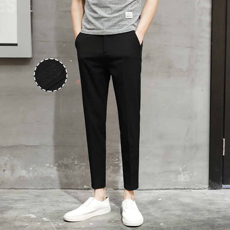 秋冬季休闲裤九分裤男修身西裤小脚裤子男韩版潮流长裤加绒裤男