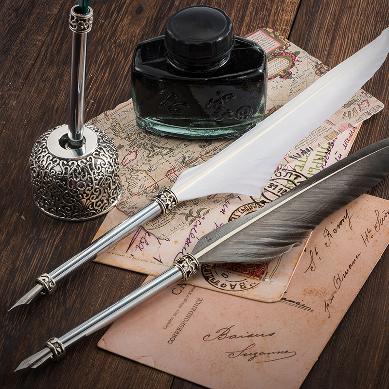 司机笔店欧式复古古羽毛笔水笔钢笔古典艺术家钢笔