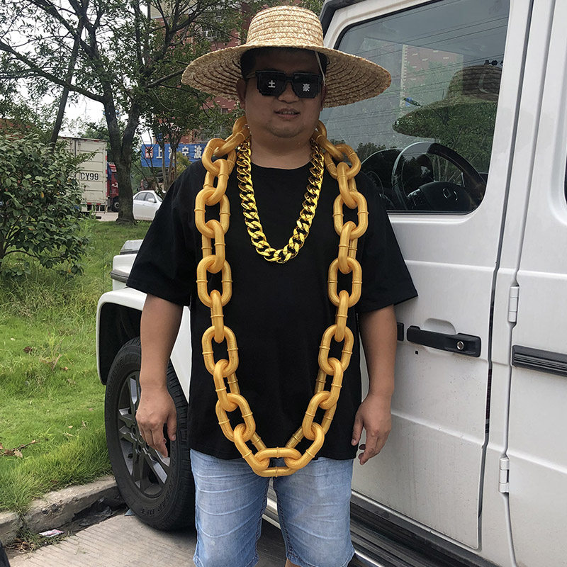 大金嘻哈夸张链子男粗网红直播道具塑料假金项链