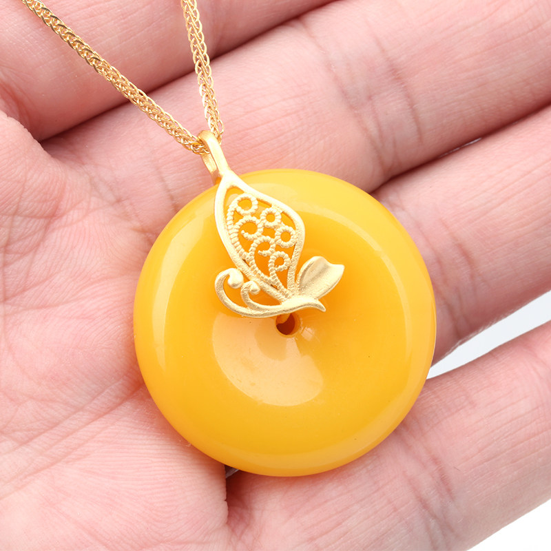 s925银镀古法金平平安扣夹扣吊坠玉石翡翠蜜蜡扣