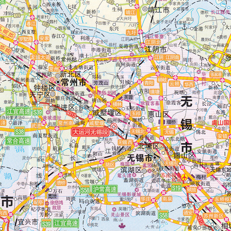 江苏省交通旅游图2018新版北斗覆膜地图江苏全图苏州无锡扬州镇江南京图片