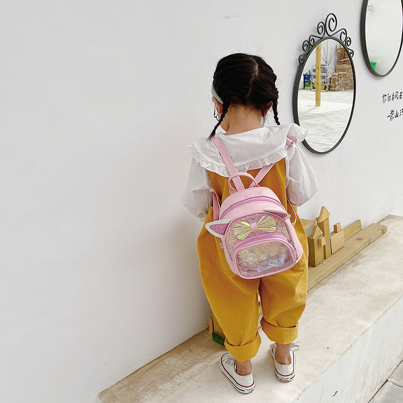 幼儿园小学生书包亮片流沙百搭女童镂空透明背包书包