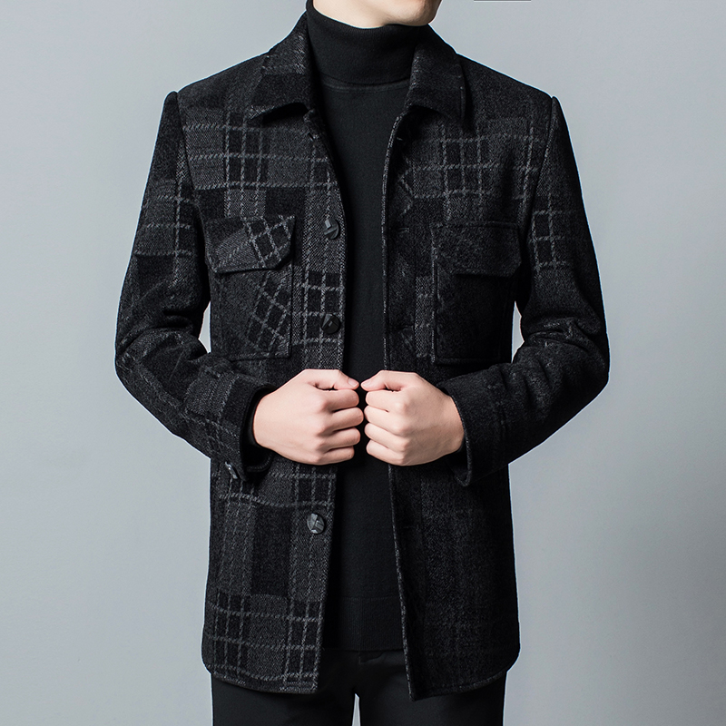 保罗加厚外套2021秋冬季新款翻领夹克韩版潮流帅气百搭羊糕毛男装