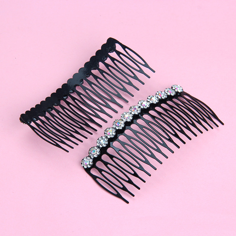 发梳防滑插梳韩版刘海边丸子镶钻顶夹卡子中号发饰
