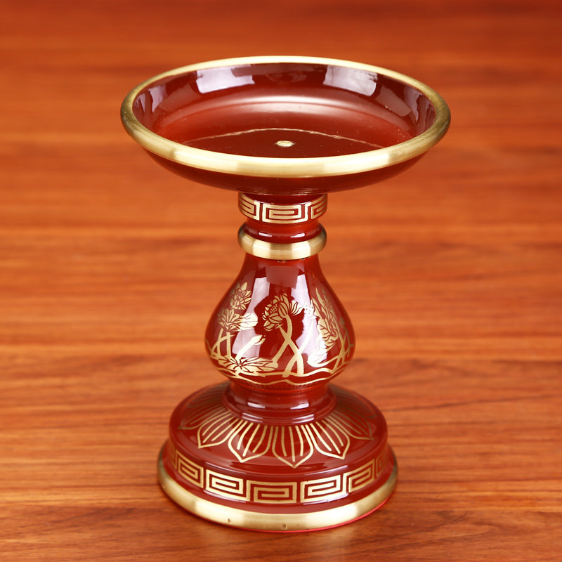 烛台纯铜莲花供佛家用供奉24小时蜡烛一对酥油烛台