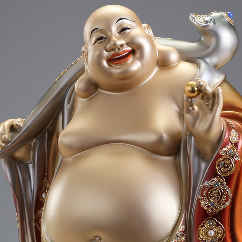 弥勒佛像站像家用供奉纯铜笑佛摆件大肚菩萨摆件