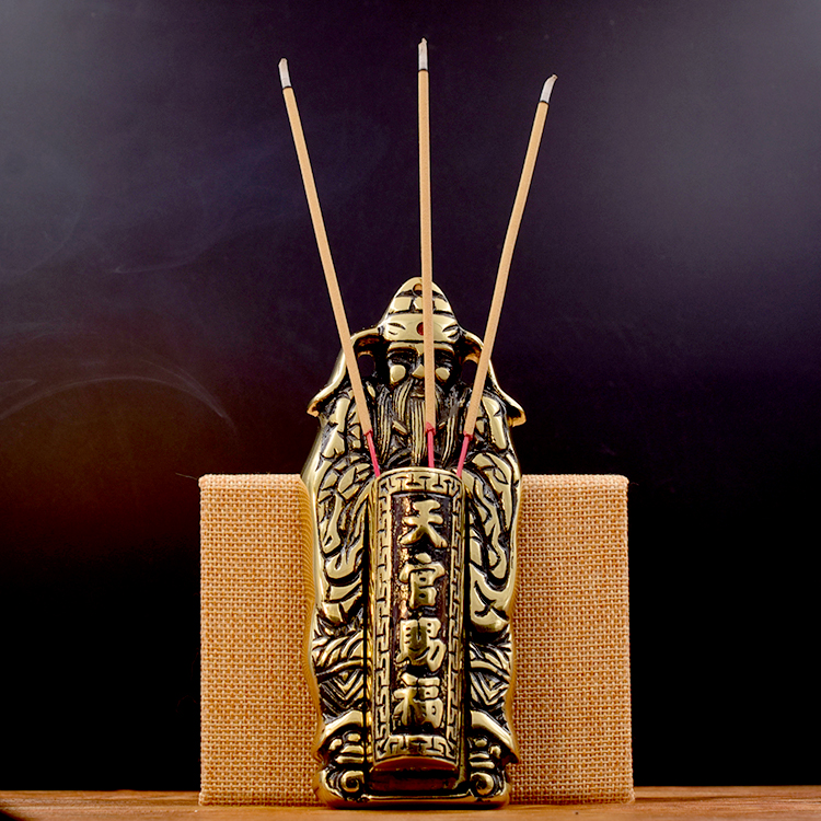 挂炉家用纯铜插香门神香炉天官赐福定福灶君香薰炉