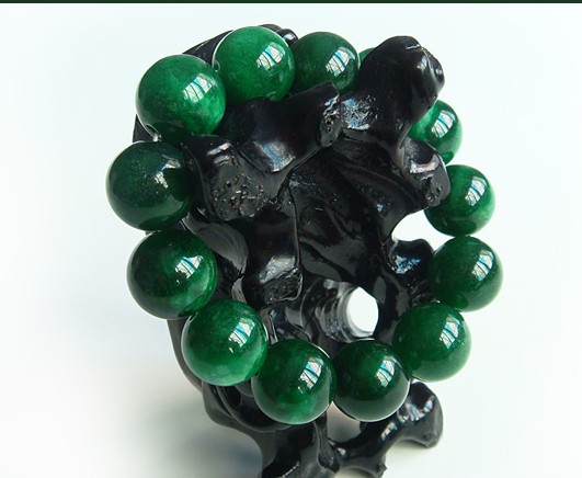 天然翡翠冰种满绿手链缅甸老坑翡翠帝王铁龙生干手链