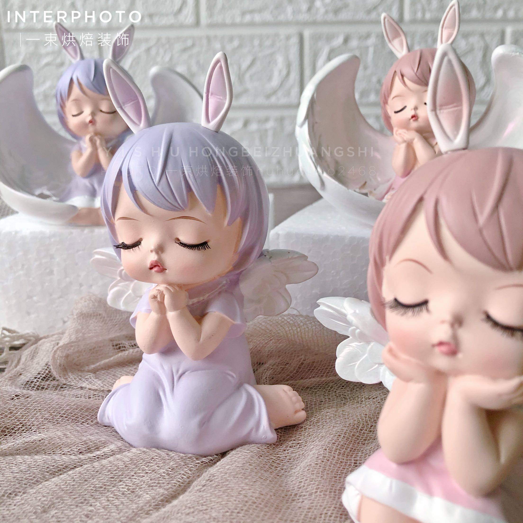 天使人间小可爱许愿睫毛宝宝托腮小天使安妮蛋糕节日装扮用品