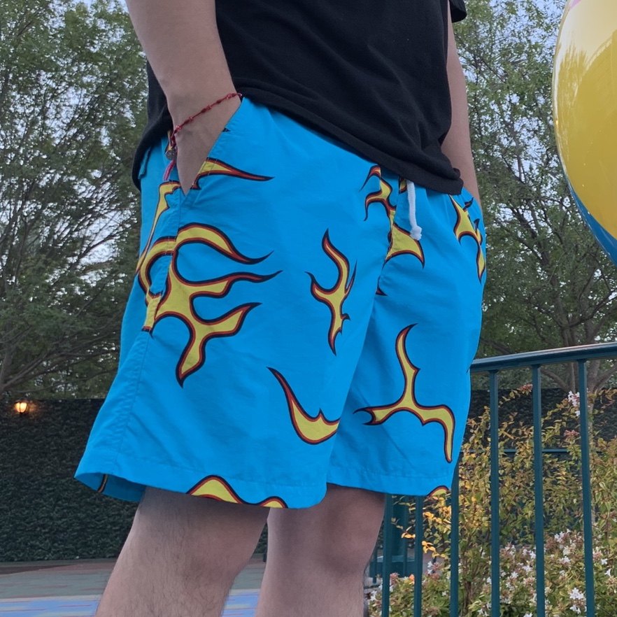 golfwangflameshorts蓝色火焰短裤夏威夷男女潮流休闲裤