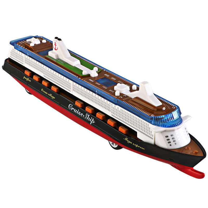彩珀大型豪华游轮模型仿真儿童轮船玩具合金邮轮声光回力远洋客船