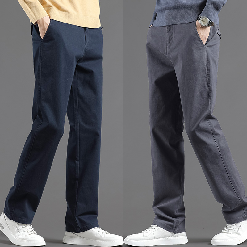裤子男春季休闲长裤加绒西裤男士中年休闲裤宽松直筒春秋纯棉男裤