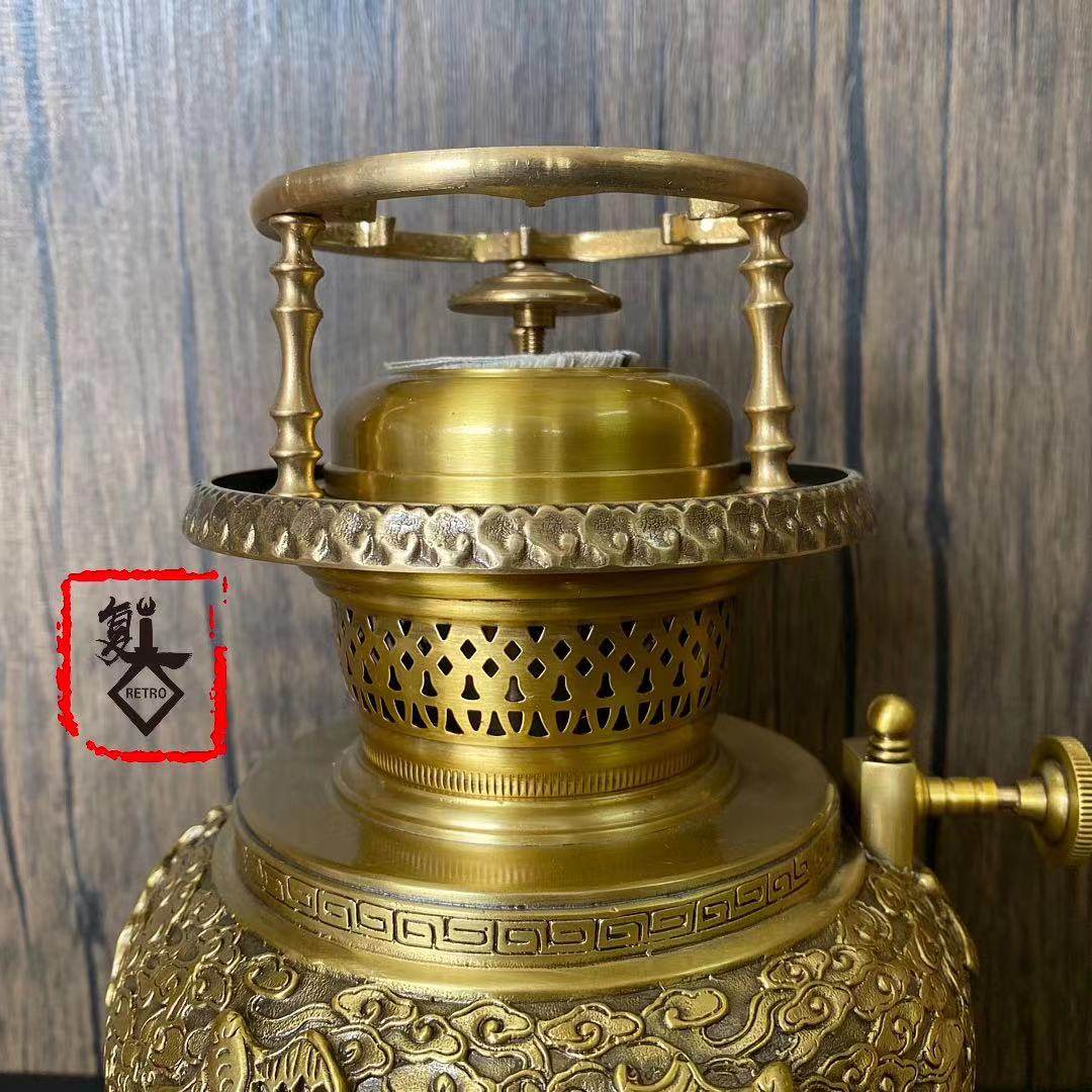 中式空气气灯煤油灯茶炉潮汕工夫茶纯铜茶灯水煮功夫茶具