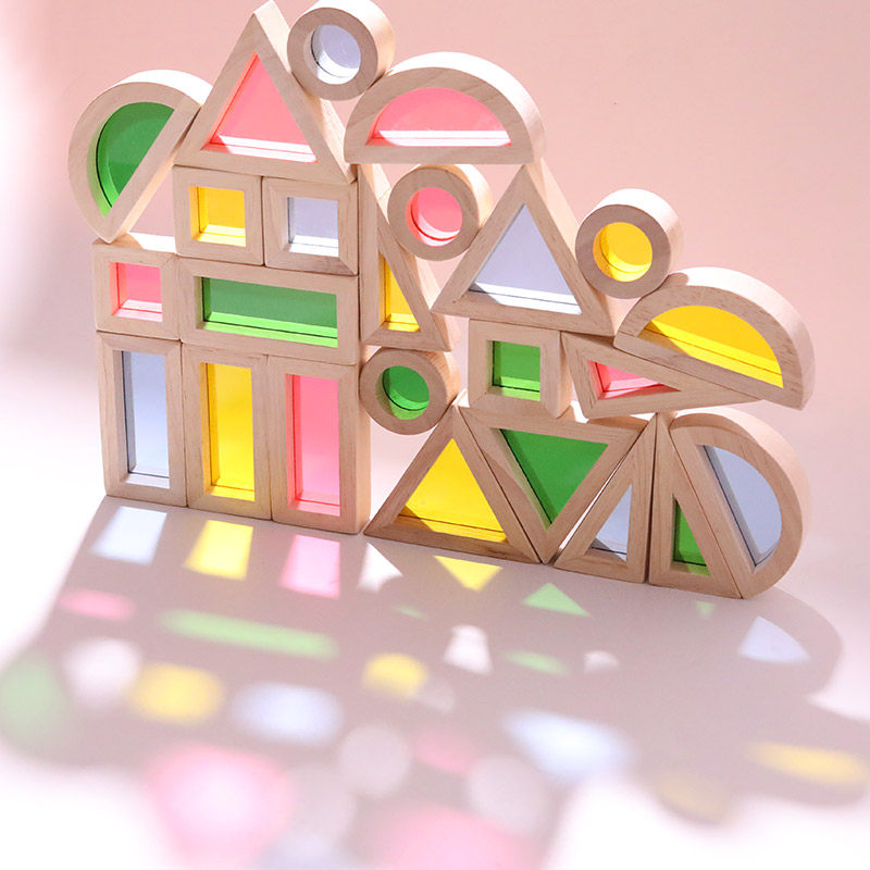 彩虹积木光影游戏创意透明玩具儿童早教宝宝塑料积木