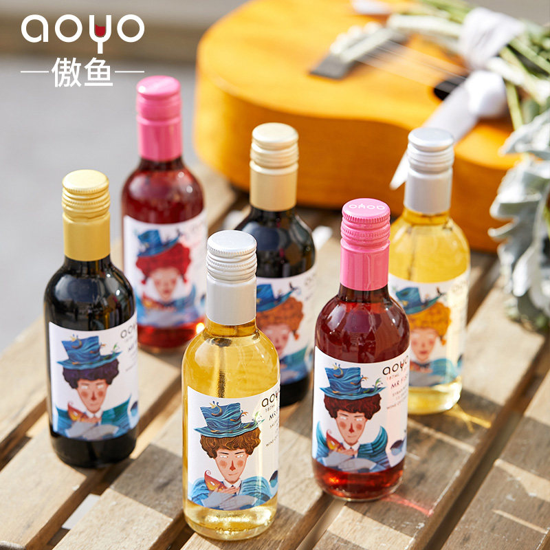 傲鱼智利原瓶进口半干甜混合葡萄酒鱼先生鱼小姐187ml小瓶红酒6支