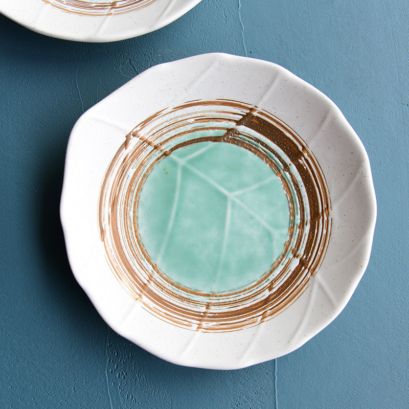 蒂凡创意陶瓷餐具树叶形状汤盘沙拉水果盘子盘