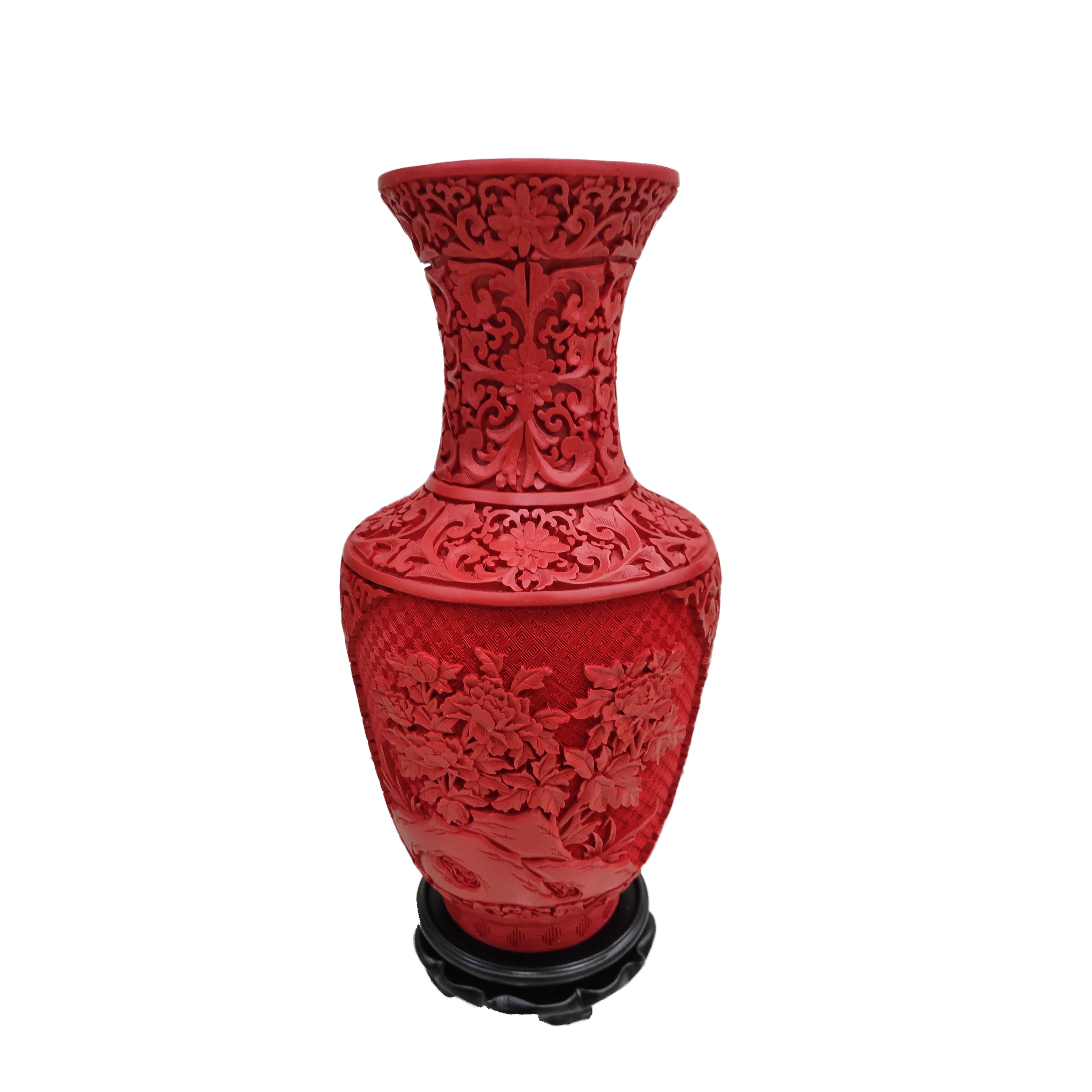 雕漆剔红扬州漆器花瓶15寸婚嫁礼品结婚结婚礼漆器