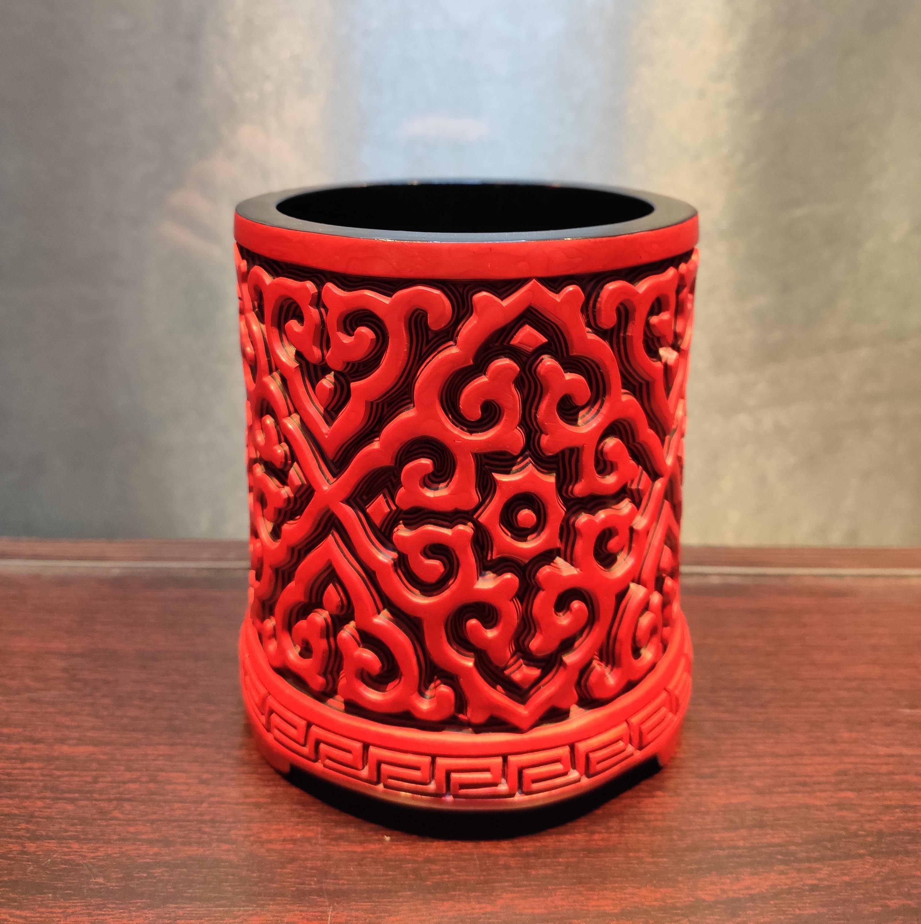 包邮雕漆云雕纯手工天然大漆老货剔红三彩剔犀漆器