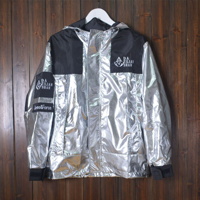 大衫衣恋潮流银色外套男亮反光连帽衣服防风风衣