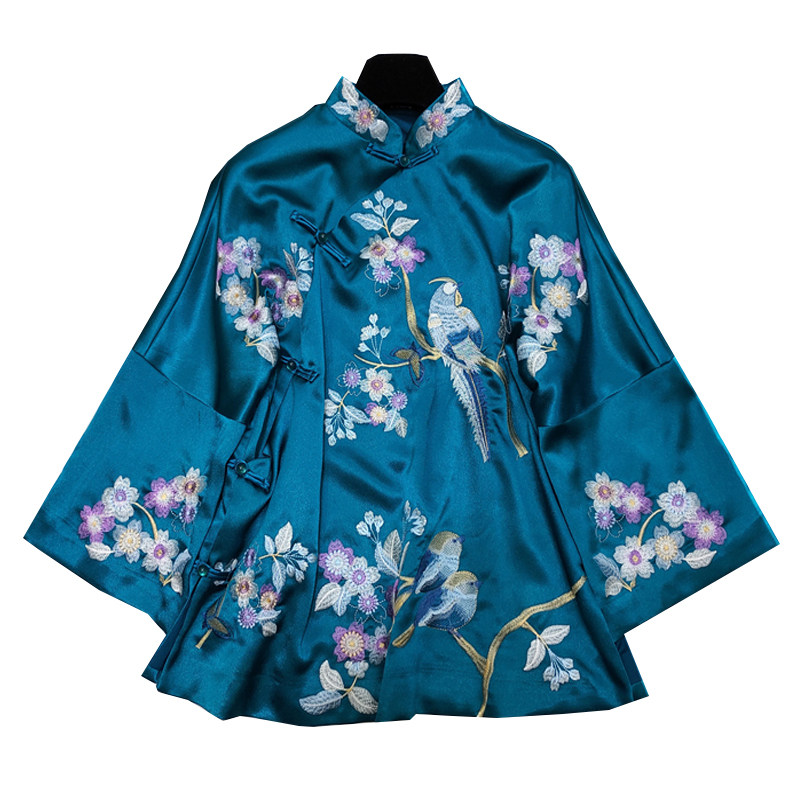 中国风女装改良新式唐装上衣短汉服女斜门襟复古绣花宽松秋小外套