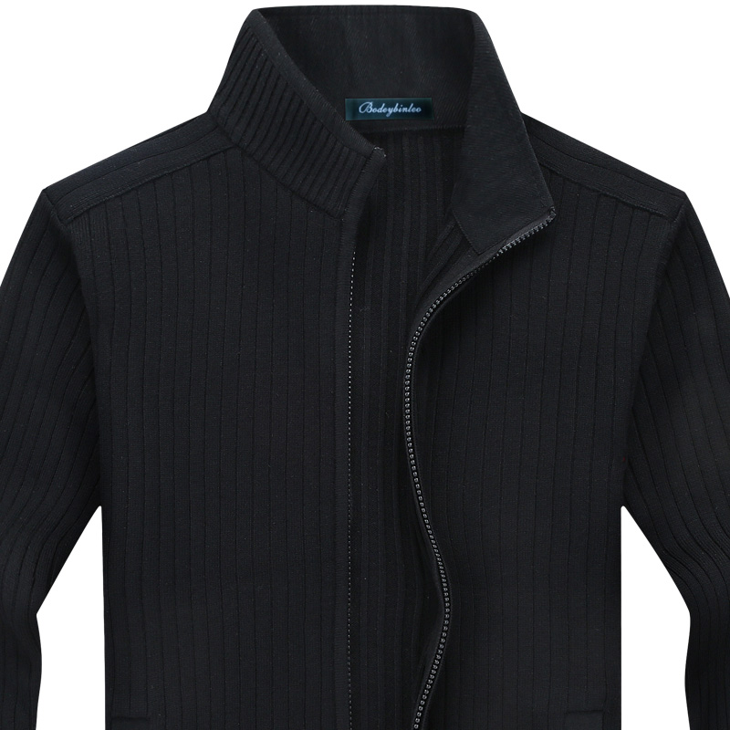 针织开衫男外套含羊毛加厚毛衣中年半高领拉链宽松秋冬季男装潮流