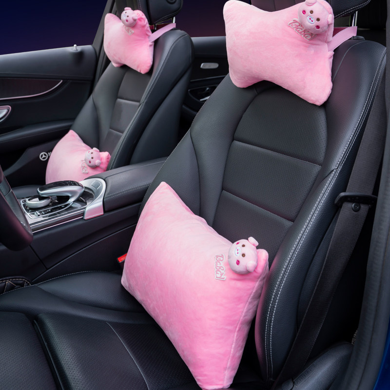 汽车车载一对腰靠纸巾车上抱枕可爱卡通枕头抱枕