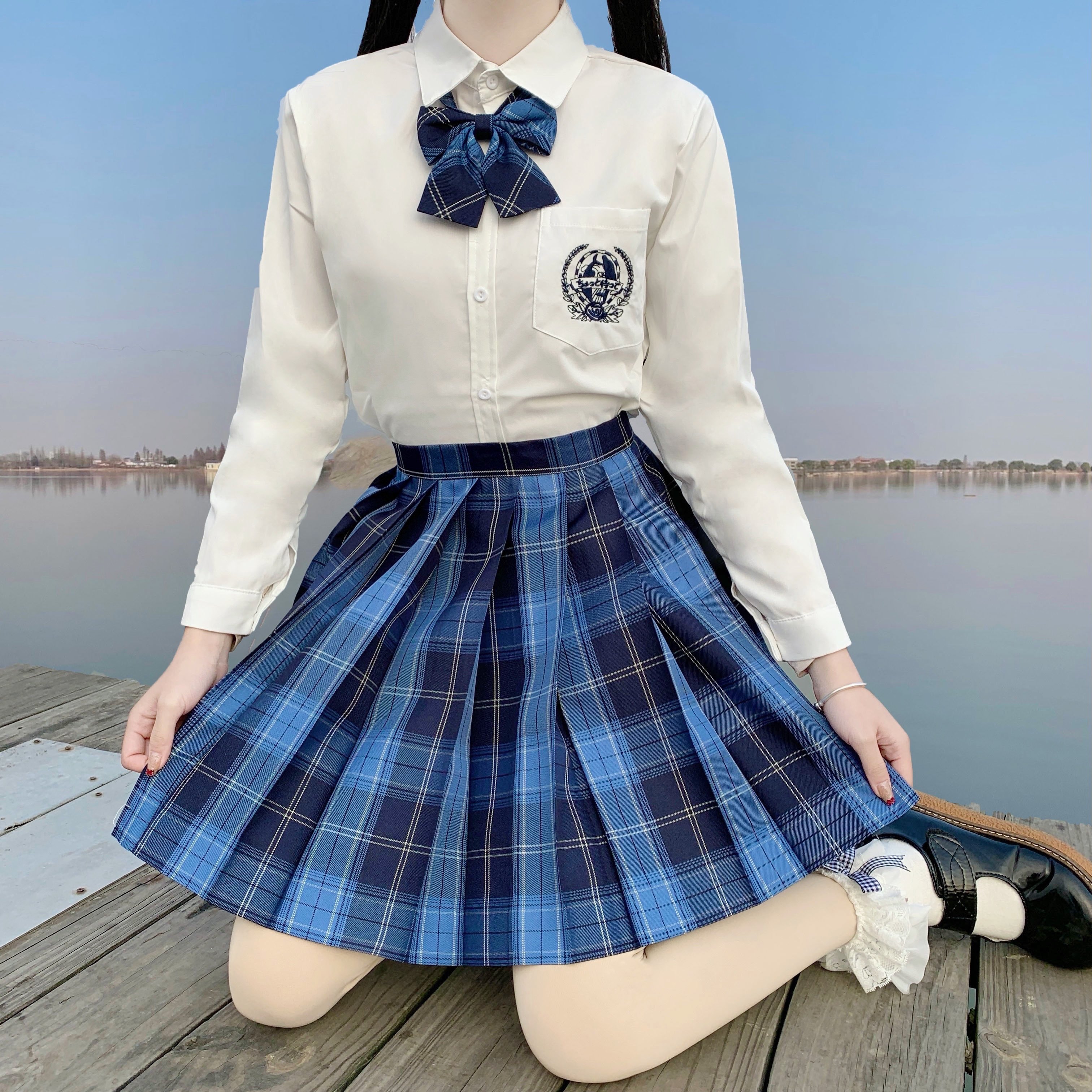 2021夏季冈梨jk制服格裙女正版原创日系学院时尚套装