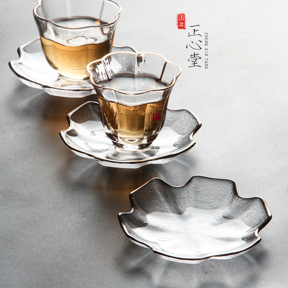 玻璃杯托杯架功夫茶道配件茶碟茶垫茶托杯垫日式杯拖盏托茶杯托垫