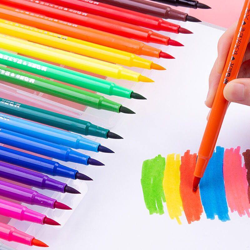 晨光软头水彩笔48色小学生用儿童幼儿园绘画笔彩色笔画画笔软毛笔