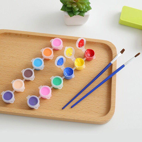 颜料儿童彩绘diy丙烯彩色水彩12色套装石膏颜料