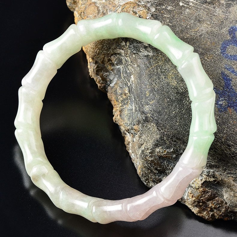 luxurylegend奢华传说缅甸天然货老坑冰种翡翠竹节玉镯手镯