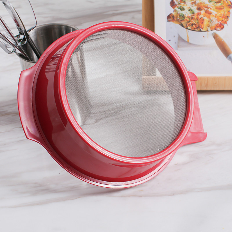 带刮板60目细面粉筛子手持式过滤漏网可卡盆上厨房烘焙工具糖粉筛