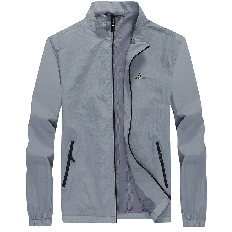 中年男装夹克爸爸透气外套超薄双层冰丝防晒衣服夏季新款中老年潮