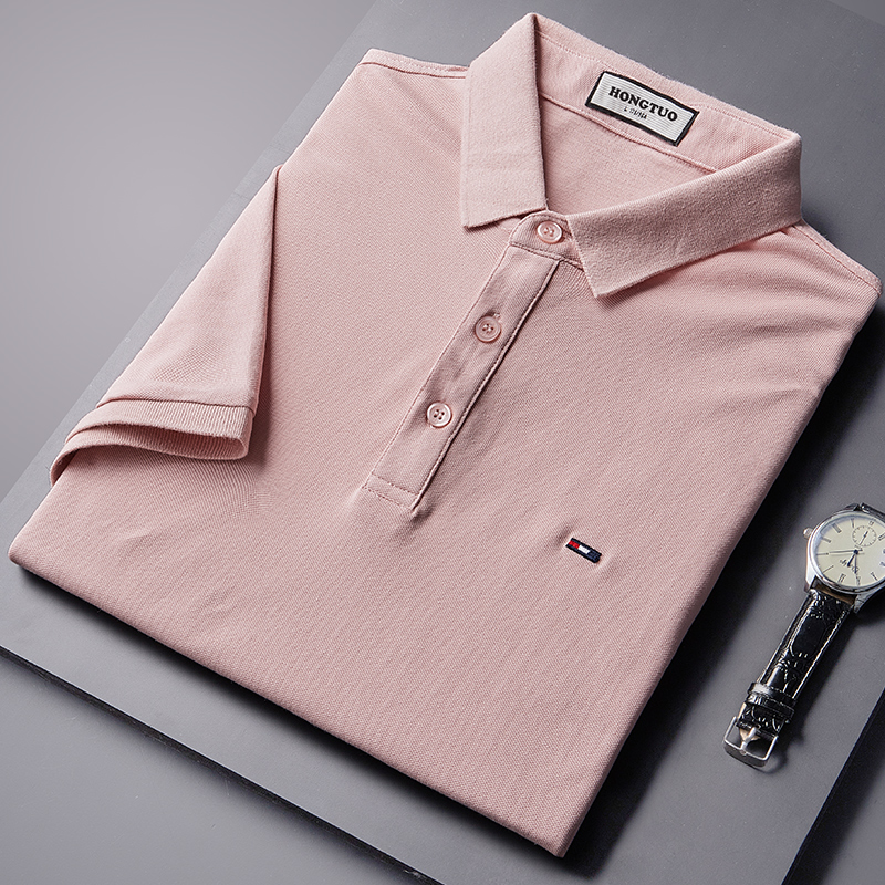 汤米秋季POLO衫男士纯棉长袖t恤潮休闲宽松大码身翻领小领保罗衫