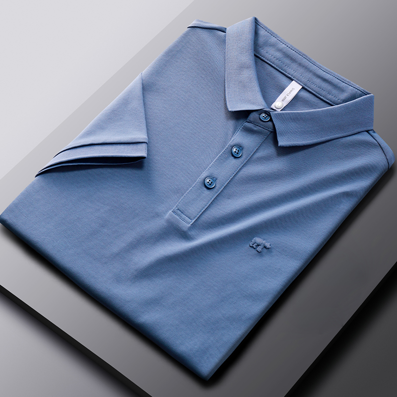 轻熟风polo衫男夏冰丝夏季薄款立领商务休闲珠地棉液氨短袖t恤潮