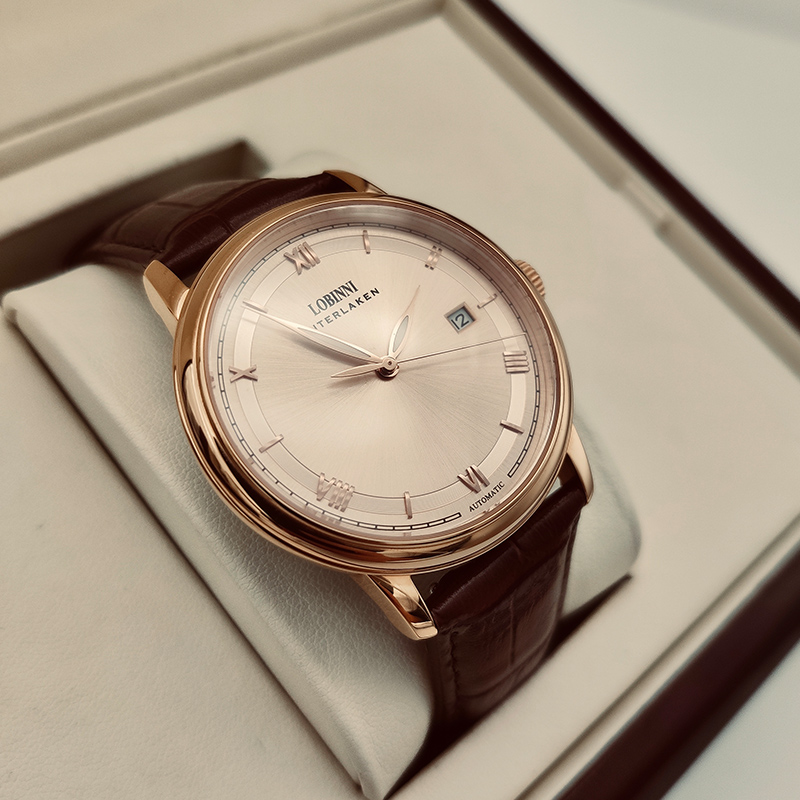 罗宾尼男士机械手表男全自动表带防水商务男表腕表正品名牌表十大