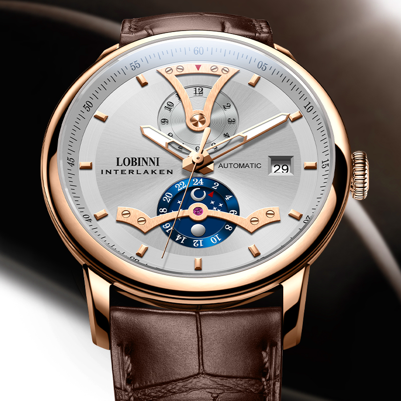 罗宾尼手表男商务男表品牌正品时尚气质防水新款全自动机械表十大