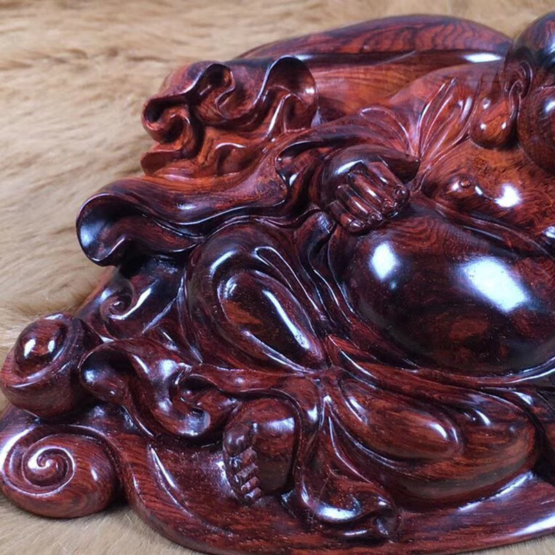 大檀海南黄花梨弥勒佛像木雕摆件海黄紫油商务礼品工艺品摆件