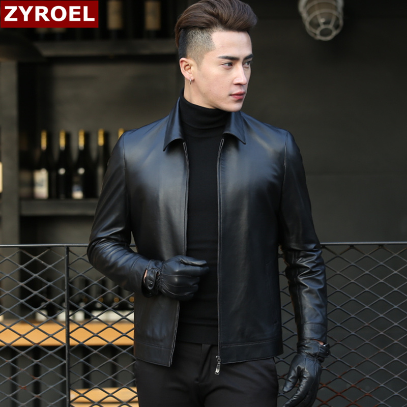海宁男士真皮皮衣绵羊皮羽绒服中老年翻领皮夹克爸爸秋冬外套短款