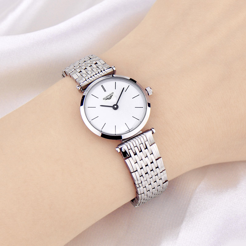 正品瑞士十大简约气质手表女士超薄防水联名浪琴海汐钢带石英女表