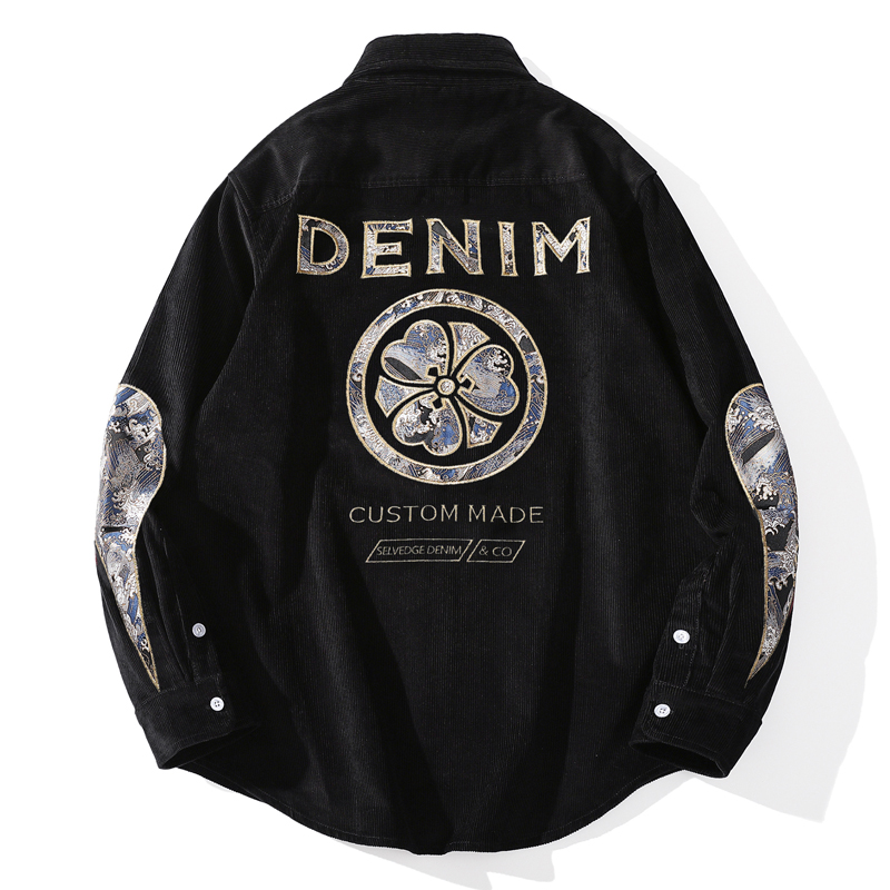 新款日系潮流时尚灯芯绒衬衣男女情侣百搭复古朋克衬衫秋冬潮牌男