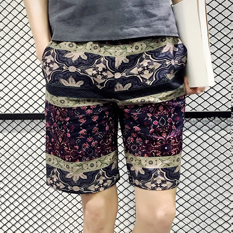 薄款沙滩裤男夏季花短裤居家五分国潮ins宽松大裤衩潮流休闲裤子