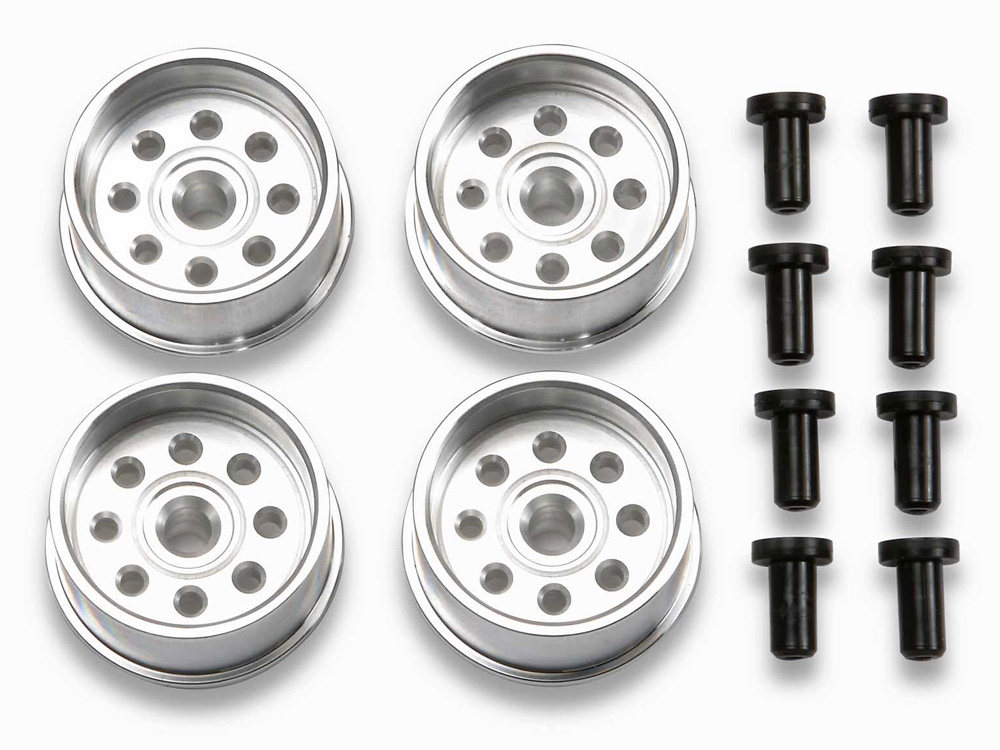 进口田宫四驱车配件hg铝合金银色大口径轮毂锁轮四驱车零配件