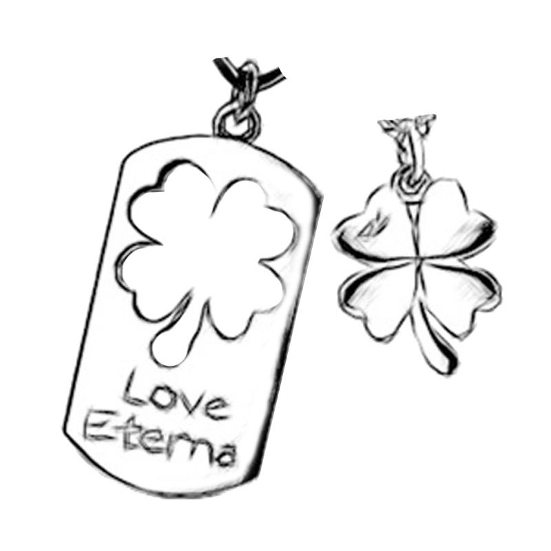 四叶草项链s925纯银吊坠一对情侣银饰品项坠男女项链