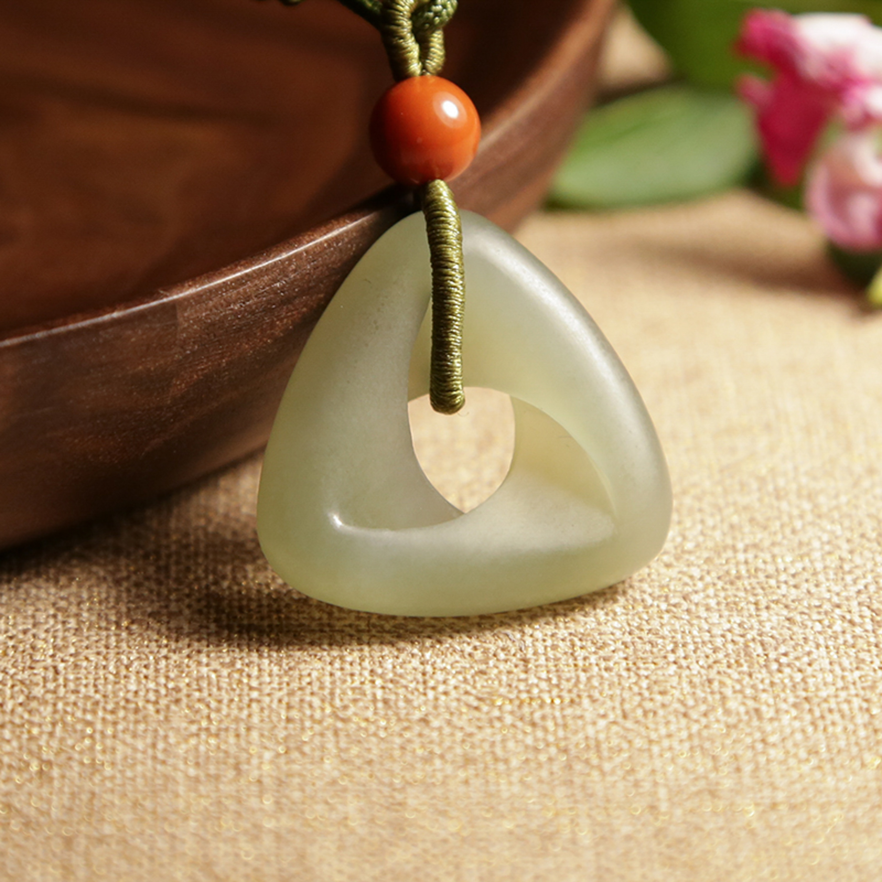 正品和田玉新疆和田碧玉男女情侣款 前世今生轮回吊坠