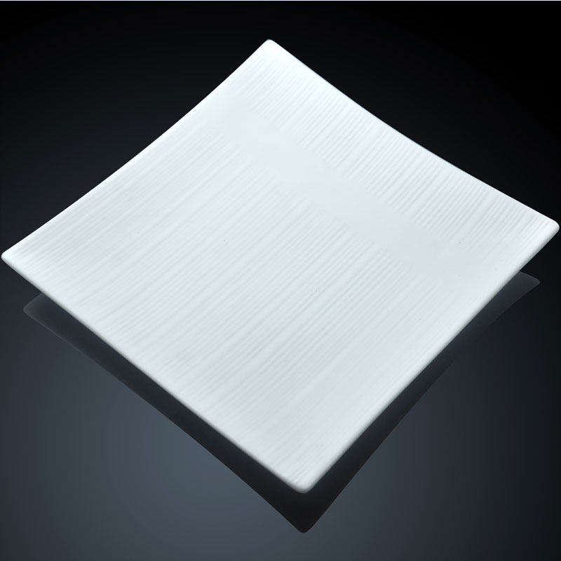 厚重 陶瓷方盘子 西餐盘子碟子 纯白色方形盘子 欧式西餐牛排盘子