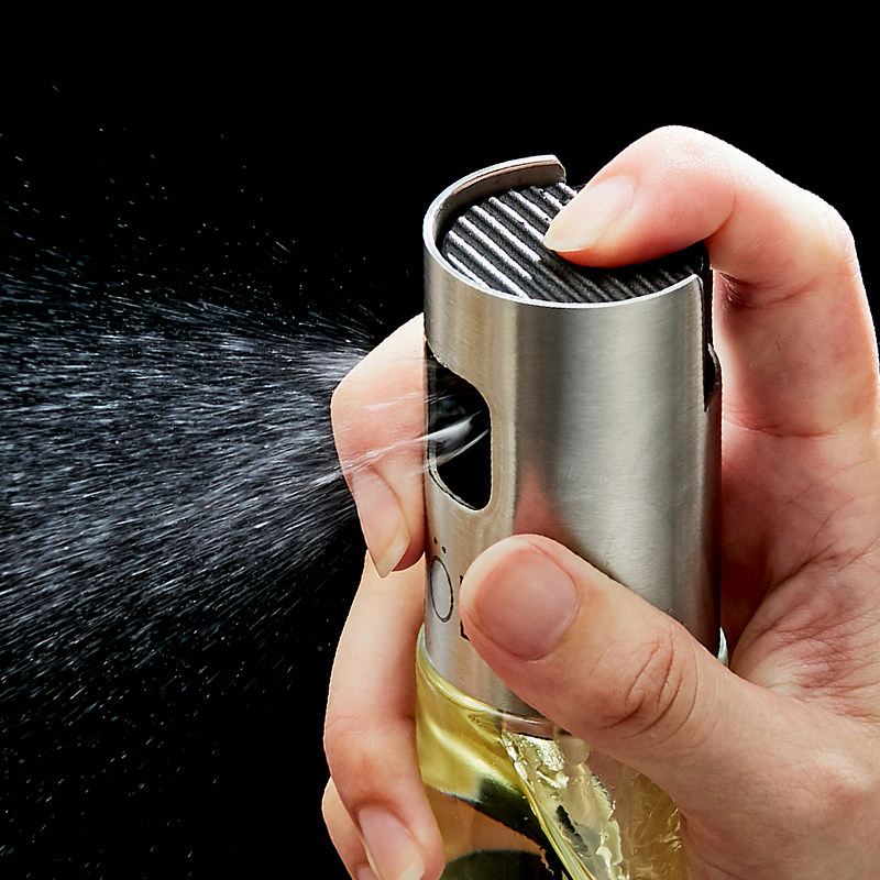 喷雾油壶不锈钢304耐高温透明玻璃金属厨房家用油瓶大号烧烤按压￥17.