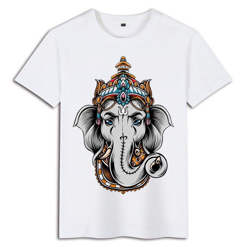 国潮复古古风印花泰国大象动物图案衣服夏季t恤