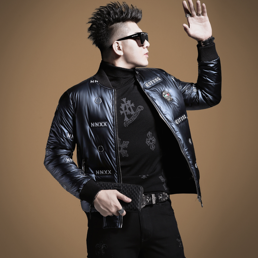 言吉潮牌男装秋冬2021新款短款加绒外套男潮流高端男士冬季羽绒服